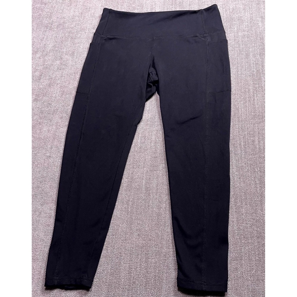 Danskin Double Brushed 7/8 Leggings Womens L Black Stretch Yoga Gym Athleisure